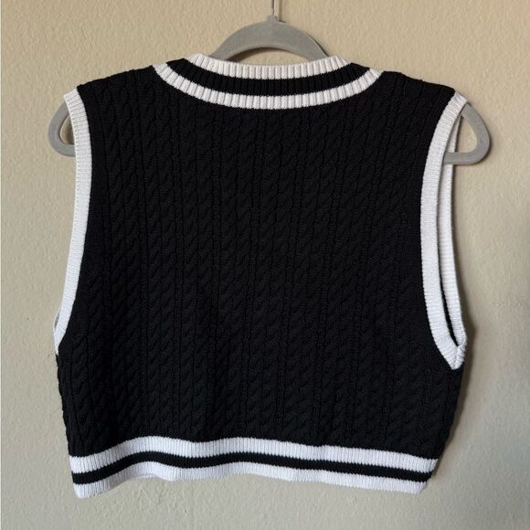 Alice + Olivia Orly Sweater Black Vest White Size S - Picture 8 of 10